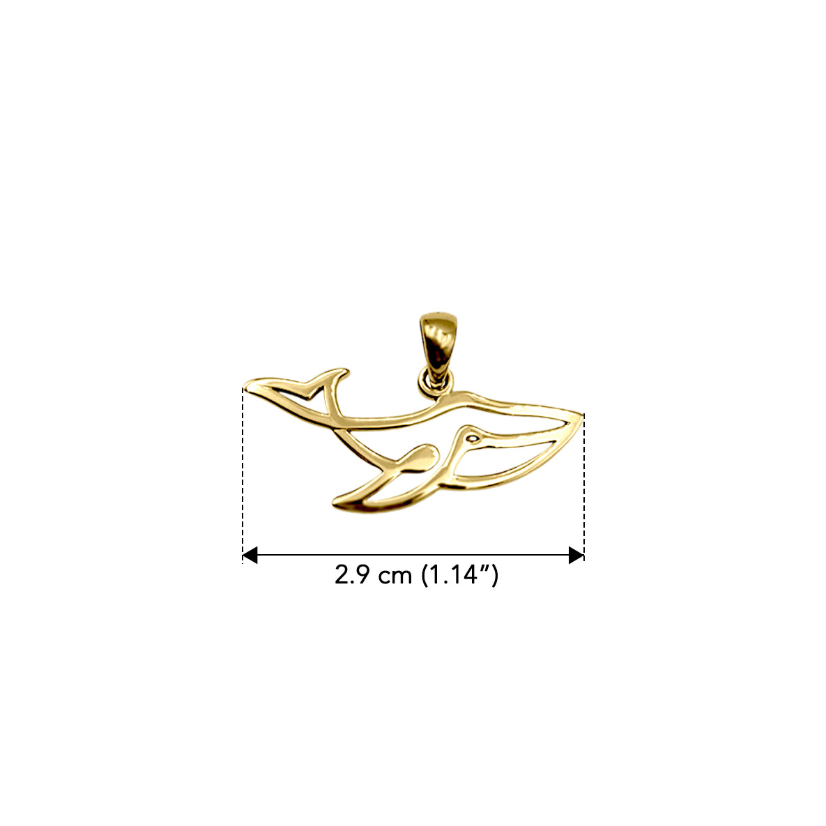 Whale Minimal One Line Solid Gold Pendant GPD6368