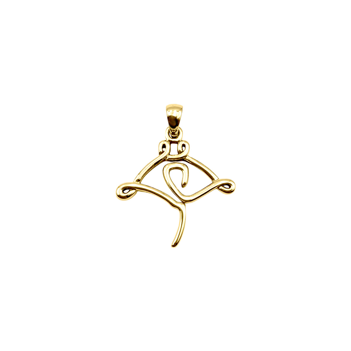 Manta Ray Minimal One Line Solid Gold Pendant GPD6369