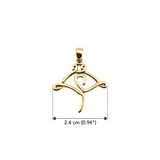 Manta Ray Minimal One Line Solid Gold Pendant GPD6369