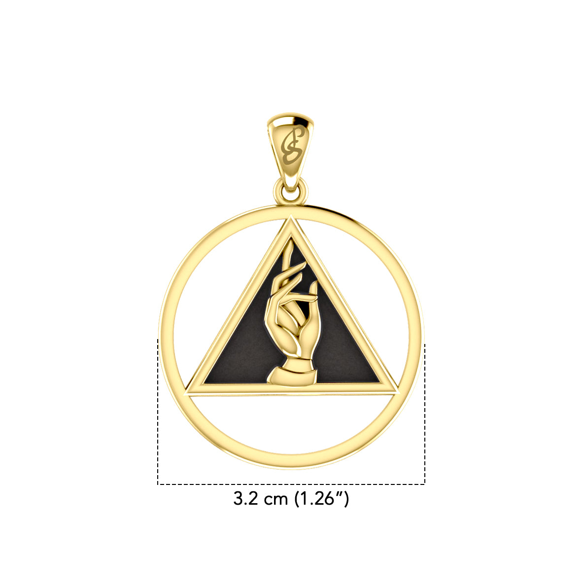 AA Recovery Symbol with Christogram Solid Gold Pendant with Black Enamel GPD6384