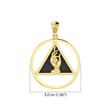 AA Recovery Symbol with Christogram Solid Gold Pendant with Black Enamel GPD6384
