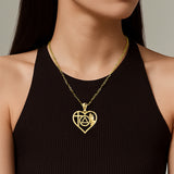 AA Recovery Symbol with Faith and Christogram in Heart Solid Gold Pendant GPD6386