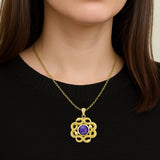 Ouroboros Snake with Celtic Knot Solid Gold Pendant with Gem