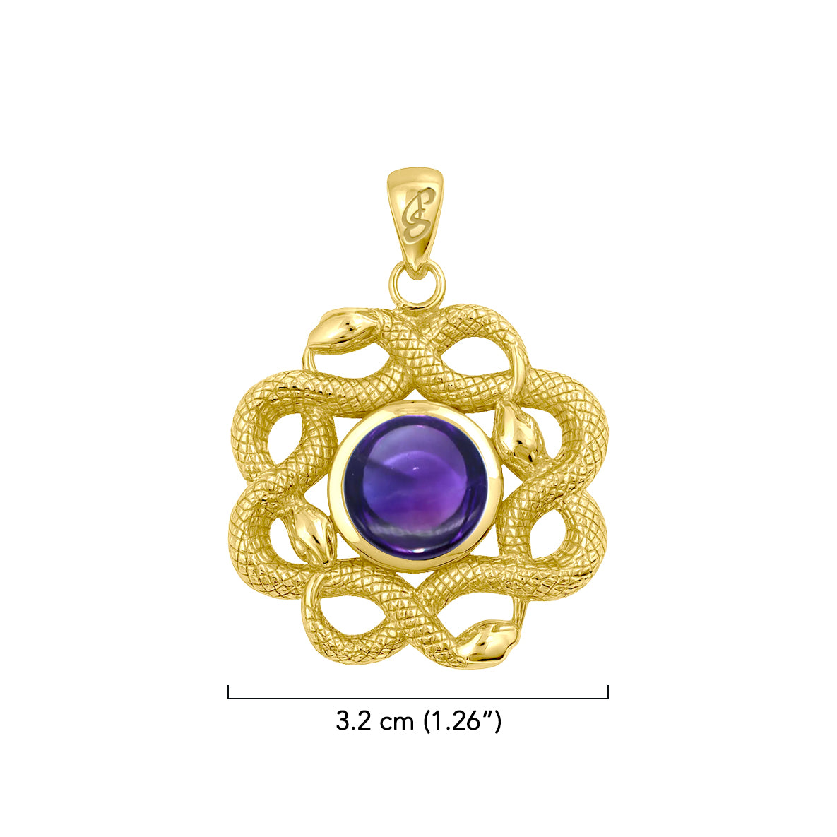 Ouroboros Snake with Celtic Knot Solid Gold Pendant with Gem