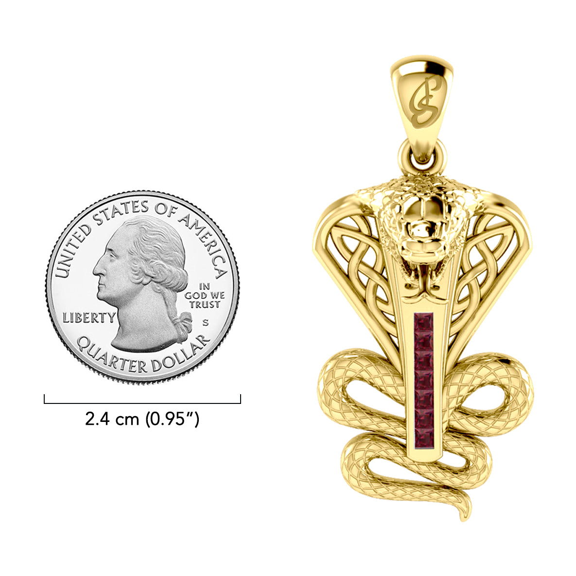 Celtic Spirit Snake with Gemstones Solid Gold Pendant GPD6411