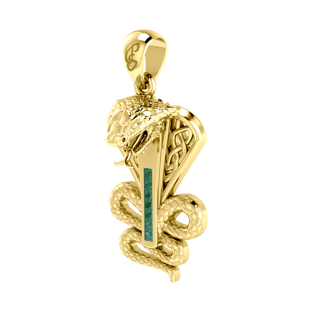 Celtic Spirit Snake with Gemstones Solid Gold Pendant GPD6411