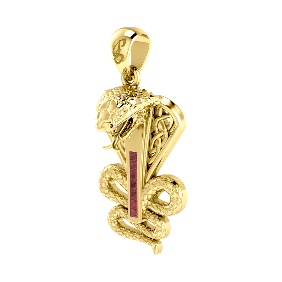 Celtic Spirit Snake with Gemstones Solid Gold Pendant GPD6411