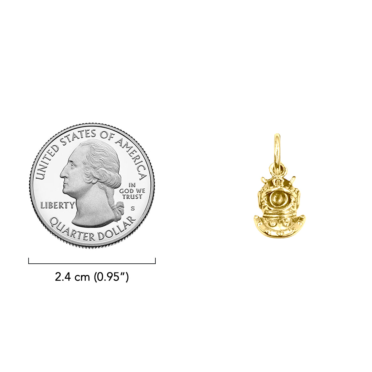 Dive Helmet Solid Gold Pendant GPD6412