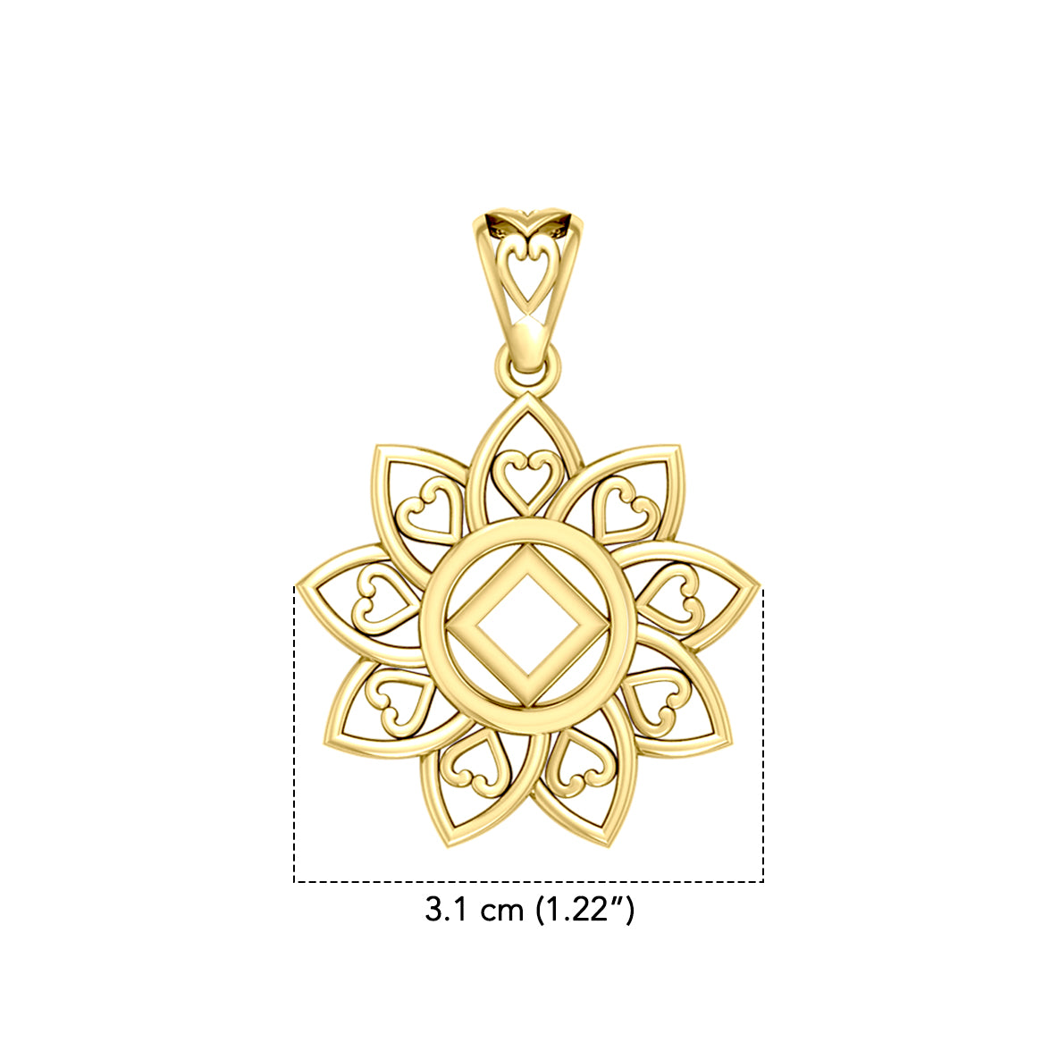 The Flower of Unity with NA Recovery Symbol Solid Gold Pendant GPD6421