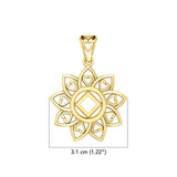 The Flower of Unity with NA Recovery Symbol Solid Gold Pendant GPD6421