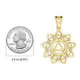 The Flower of Unity with AA Recovery Symbol Solid Gold Pendant GPD6422