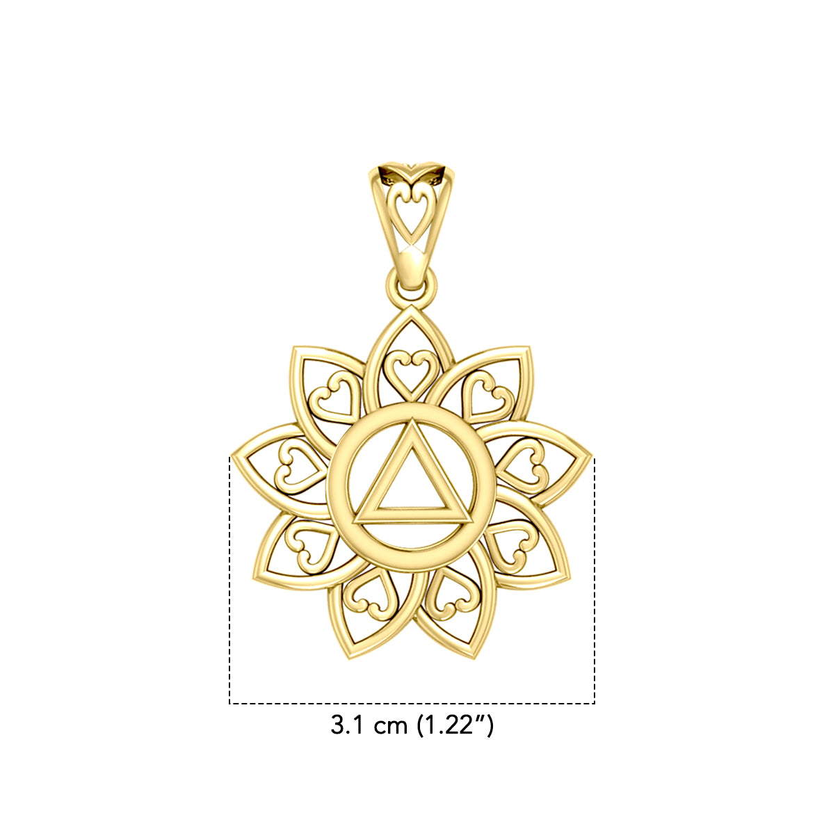 The Flower of Unity with AA Recovery Symbol Solid Gold Pendant GPD6422