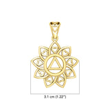 The Flower of Unity with AA Recovery Symbol Solid Gold Pendant GPD6422