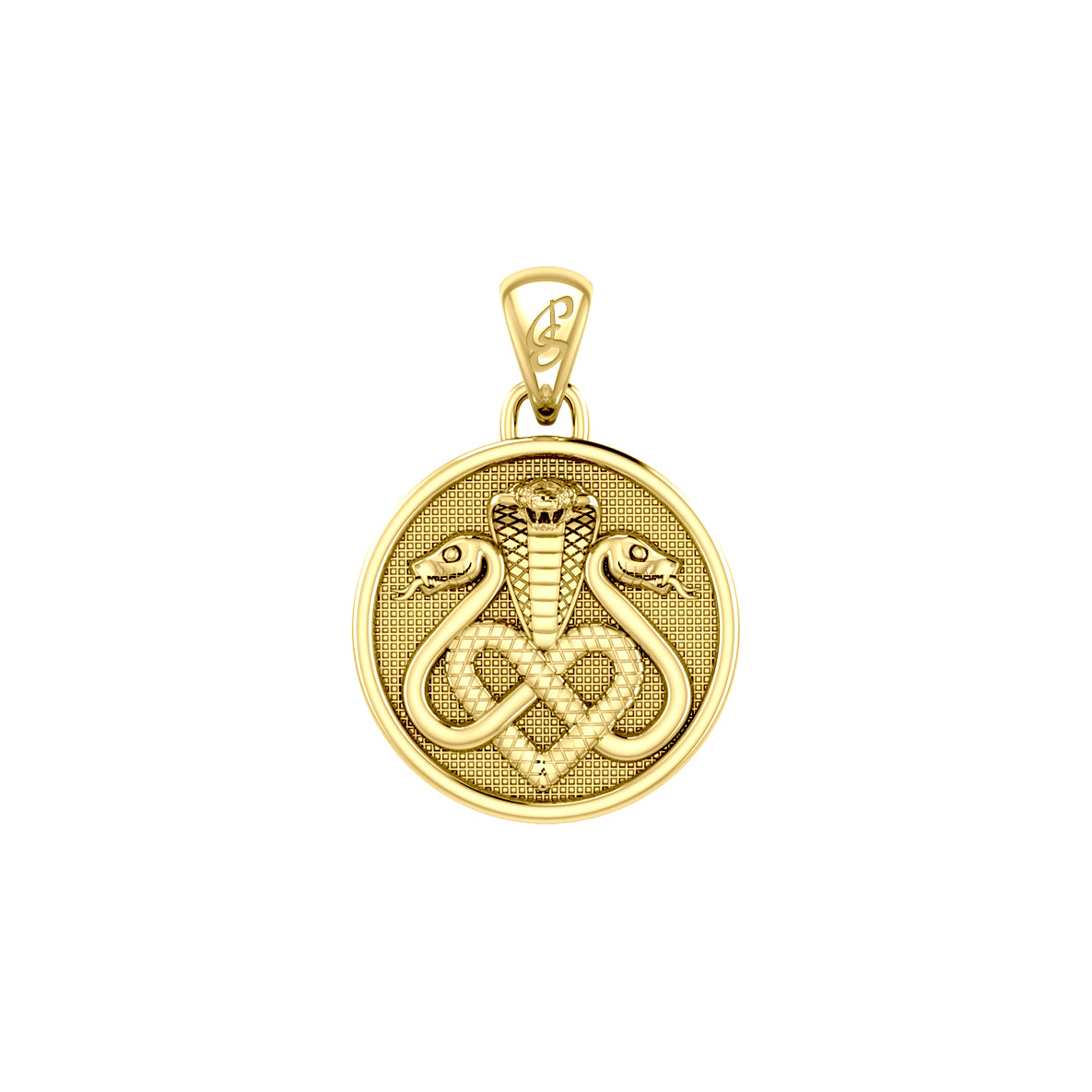 Triple Snake with Celtic Heart Solid Gold Pendant GPD6429