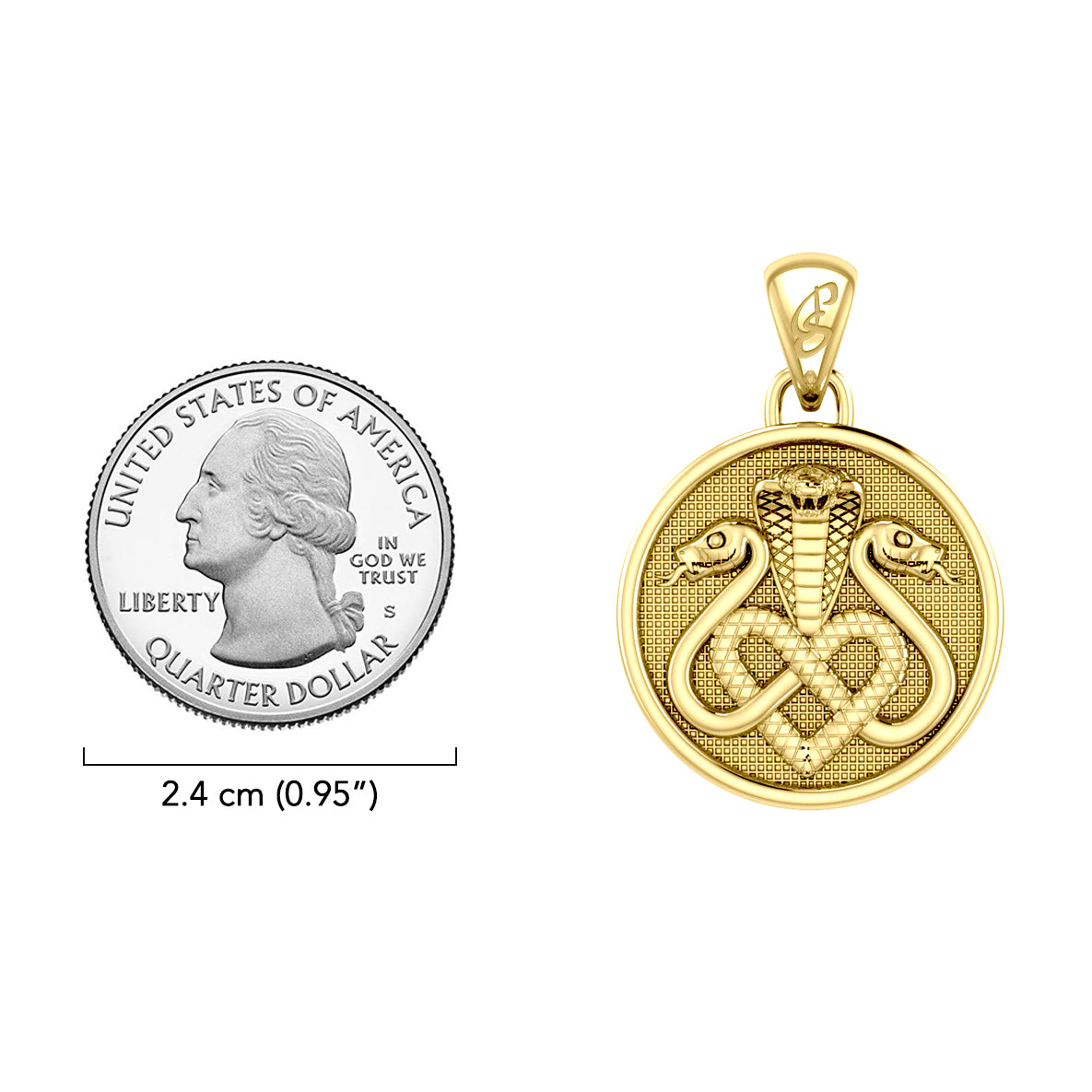 Triple Snake with Celtic Heart Solid Gold Pendant GPD6429