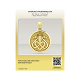 Triple Snake with Celtic Heart Solid Gold Pendant GPD6429