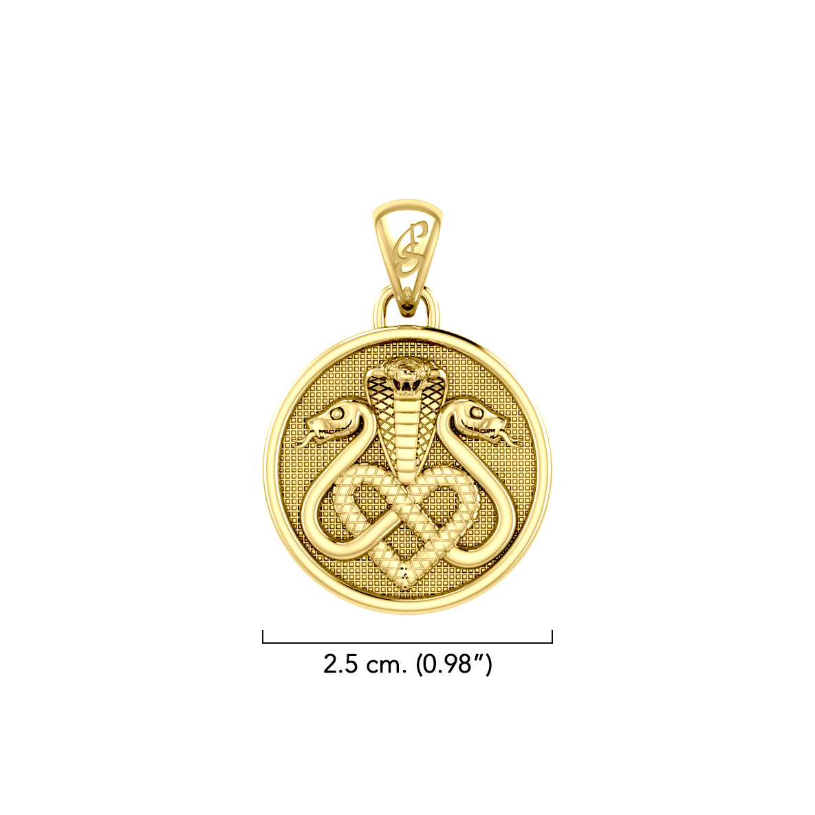Triple Snake with Celtic Heart Solid Gold Pendant GPD6429