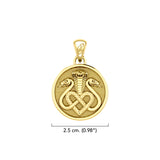 Triple Snake with Celtic Heart Solid Gold Pendant GPD6429
