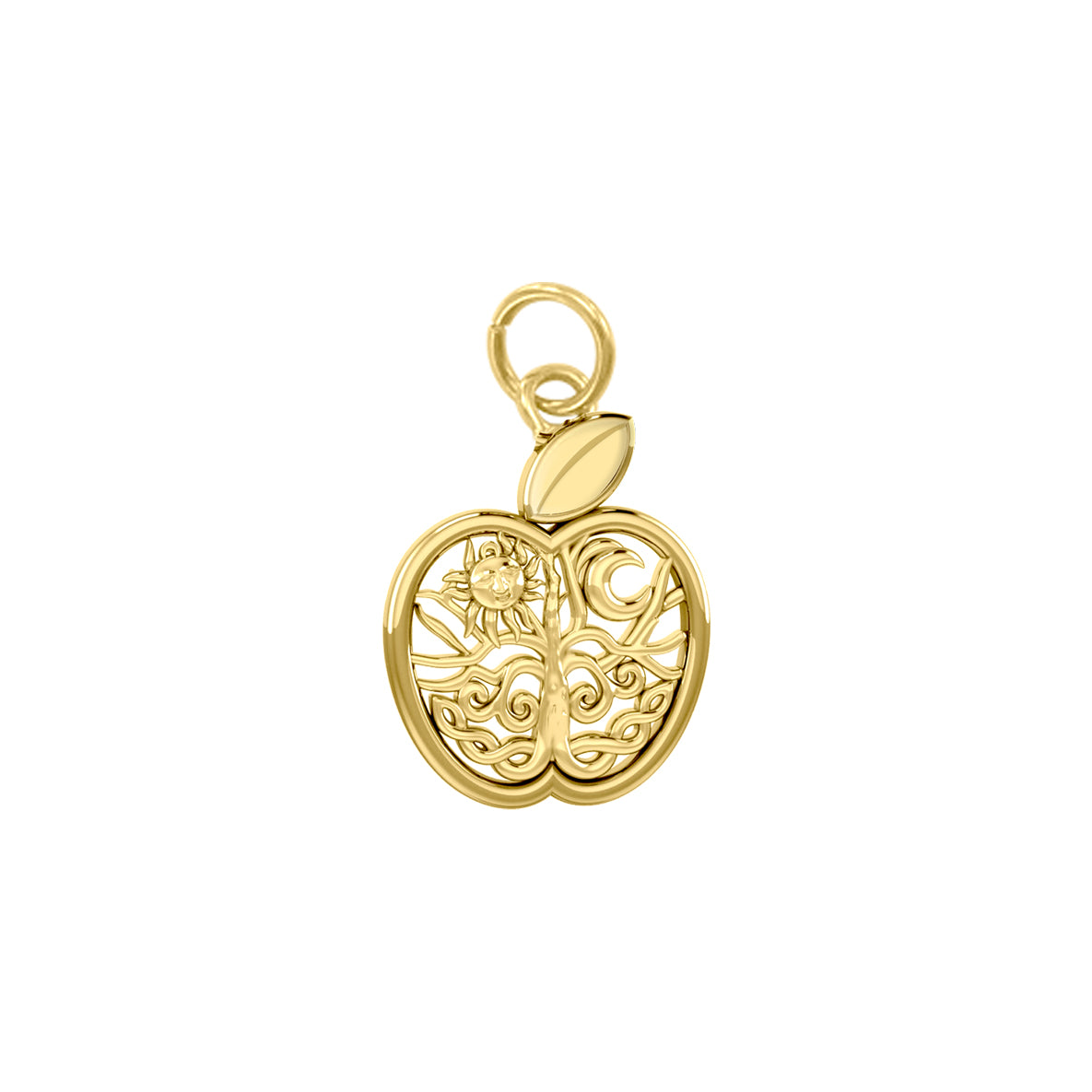 Celtic Spiritual Fruit Apple with Tree of Life Solid Gold Charm GPD6445