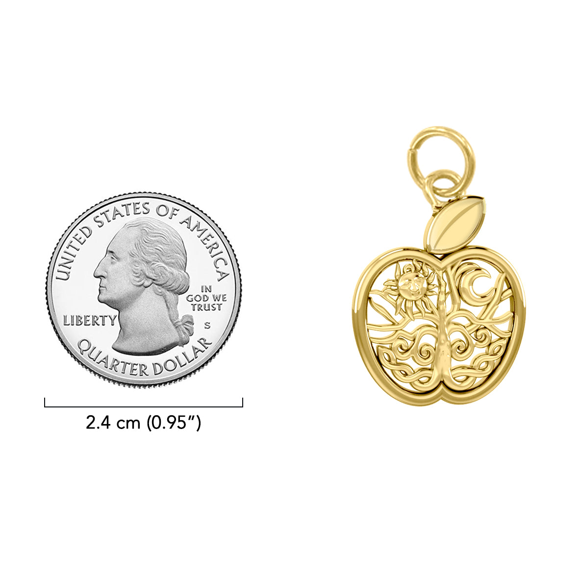 Celtic Spiritual Fruit Apple with Tree of Life Solid Gold Charm GPD6445