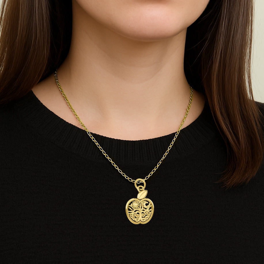 Celtic Spiritual Fruit Apple with Tree of Life Solid Gold Charm GPD6445