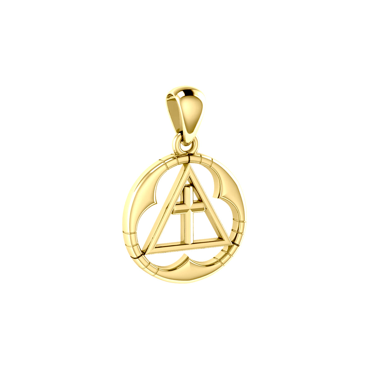 Spiritual Large AA Symbol Solid Gold Pendant GPD6451