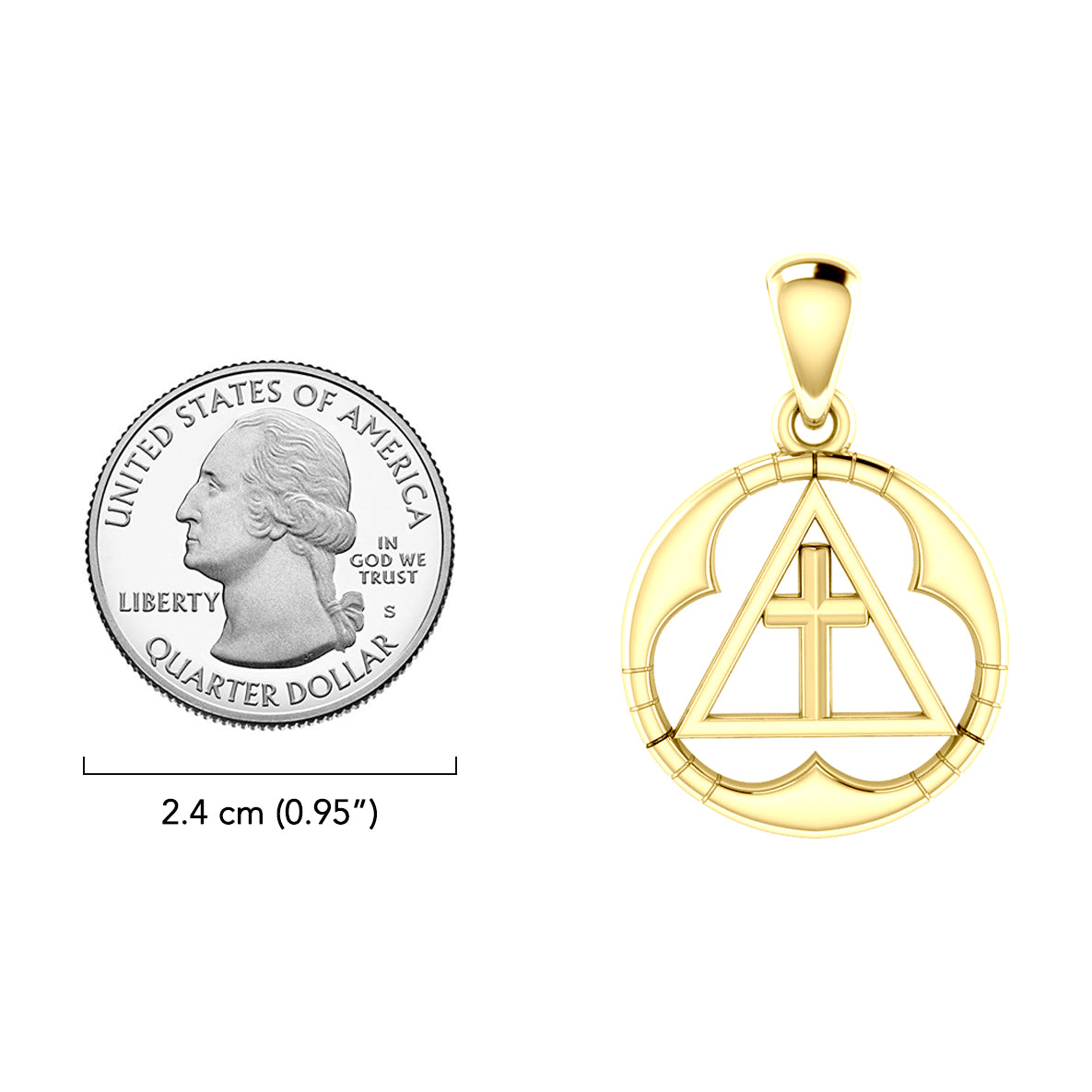 Spiritual Large AA Symbol Solid Gold Pendant GPD6451