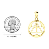 Spiritual Large AA Symbol Solid Gold Pendant GPD6451