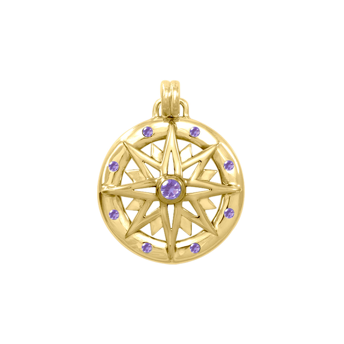 Wander through my compass Solid Yellow Gold Pendant and gemstone GPD683