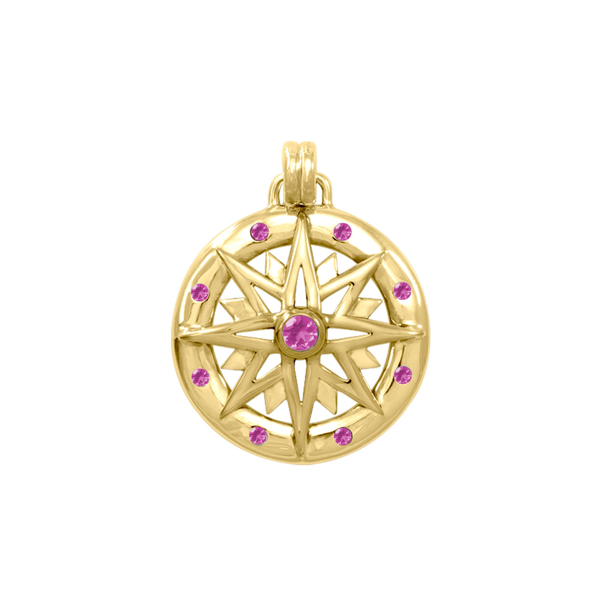 Wander through my compass Solid Yellow Gold Pendant and gemstone GPD683