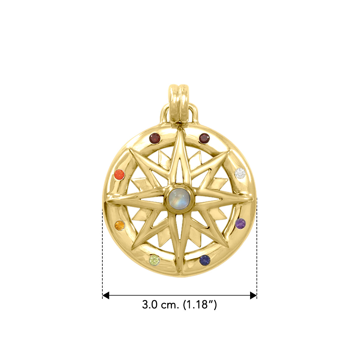 Wander through my compass Solid Yellow Gold Pendant and gemstone GPD683