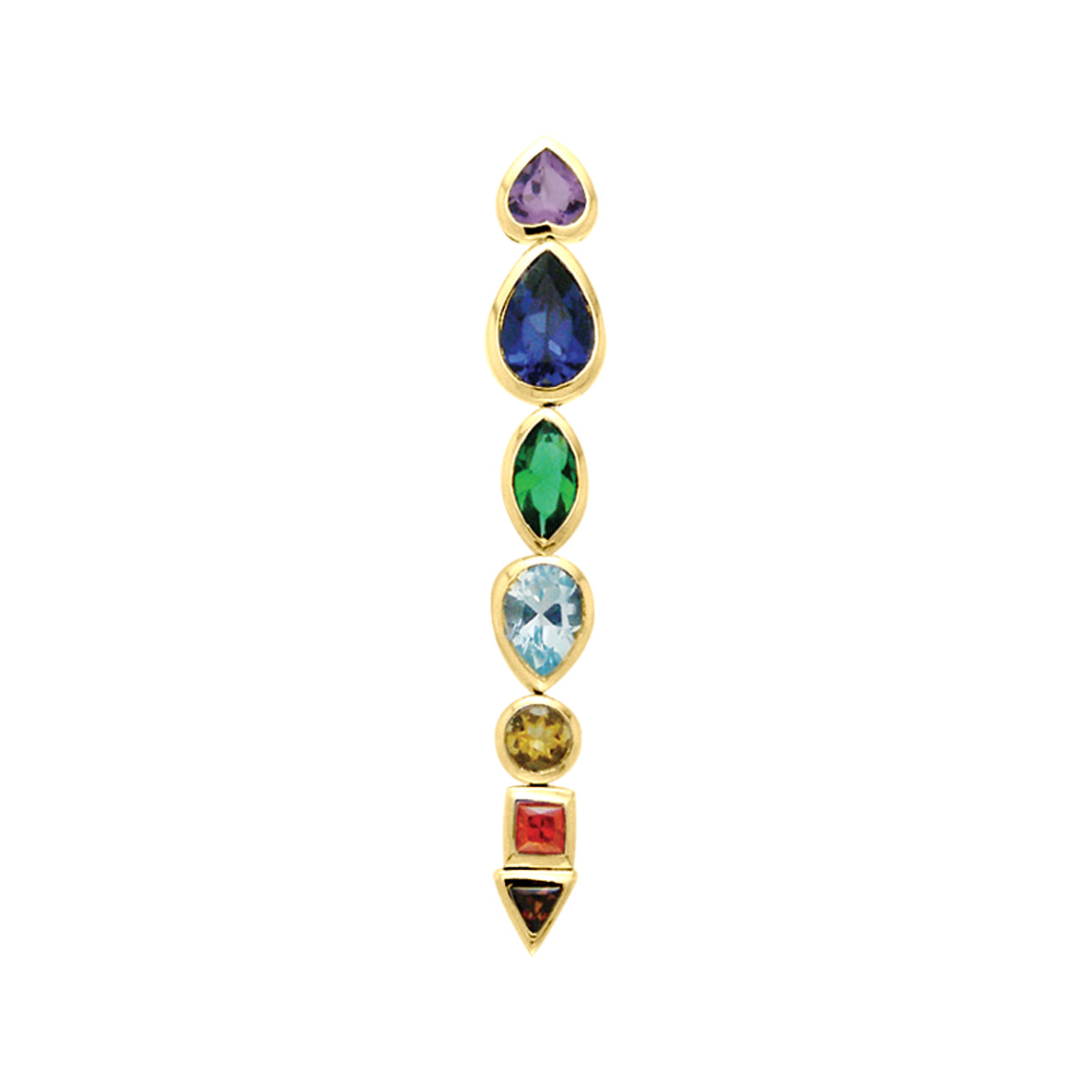 Solid Yellow Gold Chakra with Gems Pendant GPD859