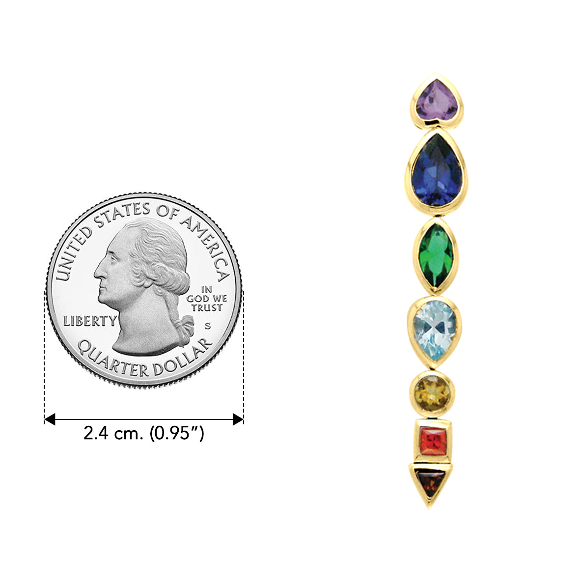 Solid Yellow Gold Chakra with Gems Pendant GPD859