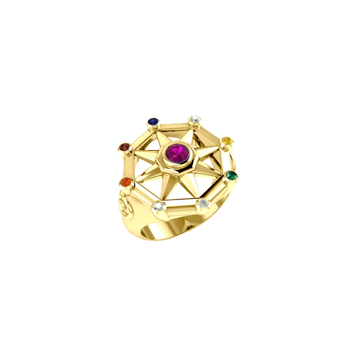 Surya Sun Solid Yellow Gold Ring GRI1245