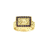 Elegant Gemstone Celtic Knotwork Solid Yellow Gold Ring GRI1434
