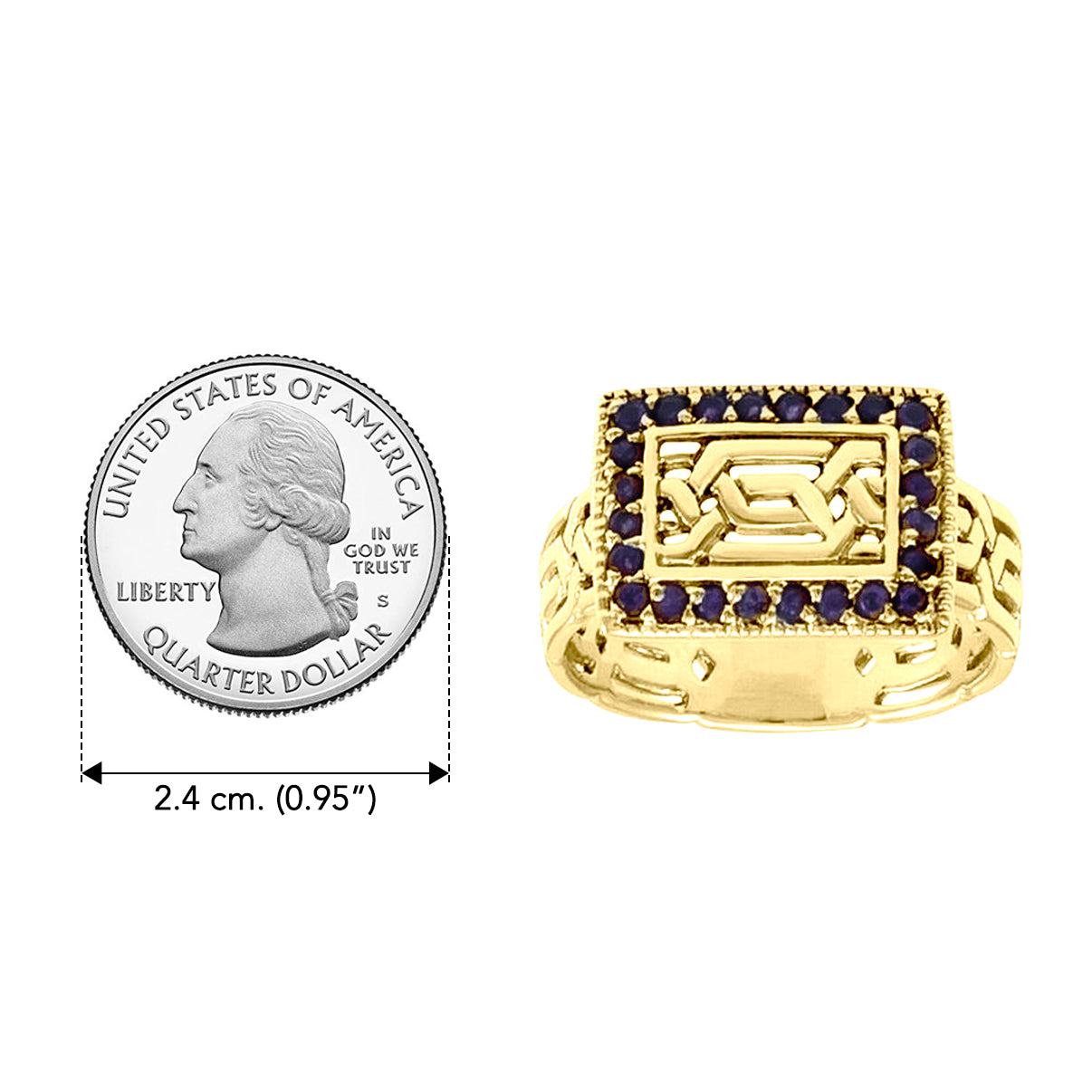 Elegant Gemstone Celtic Knotwork Solid Yellow Gold Ring GRI1434