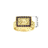 Elegant Gemstone Celtic Knotwork Solid Yellow Gold Ring GRI1434