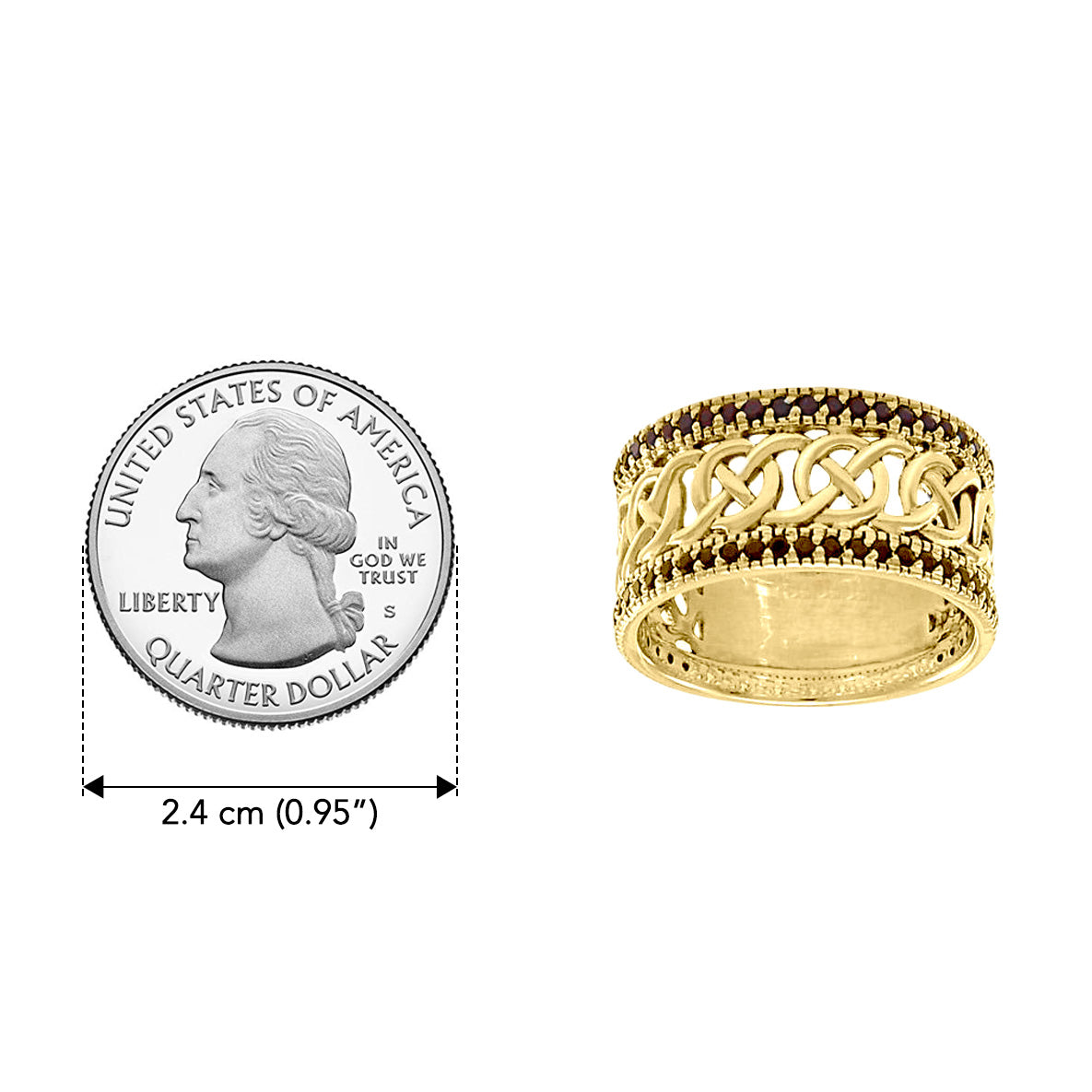 Celtic Knot Gemstone Solid Yellow Gold Ring GRI1435