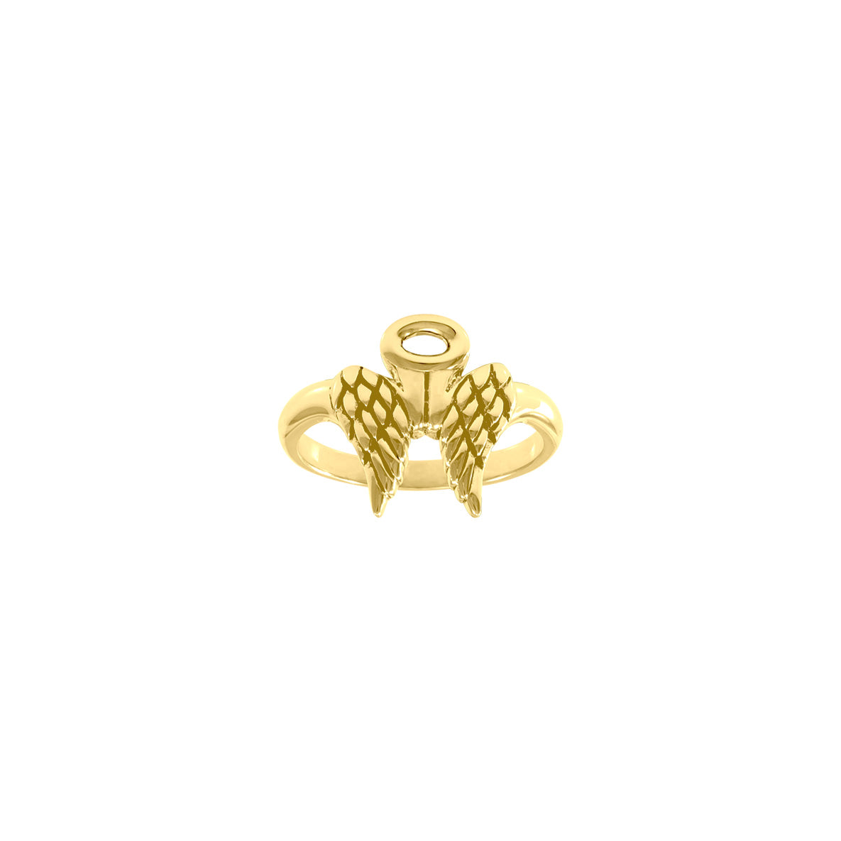 Angel Wings Halo Solid Yellow Gold Ring GRI1549