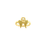 Angel Wings Halo Solid Yellow Gold Ring GRI1549