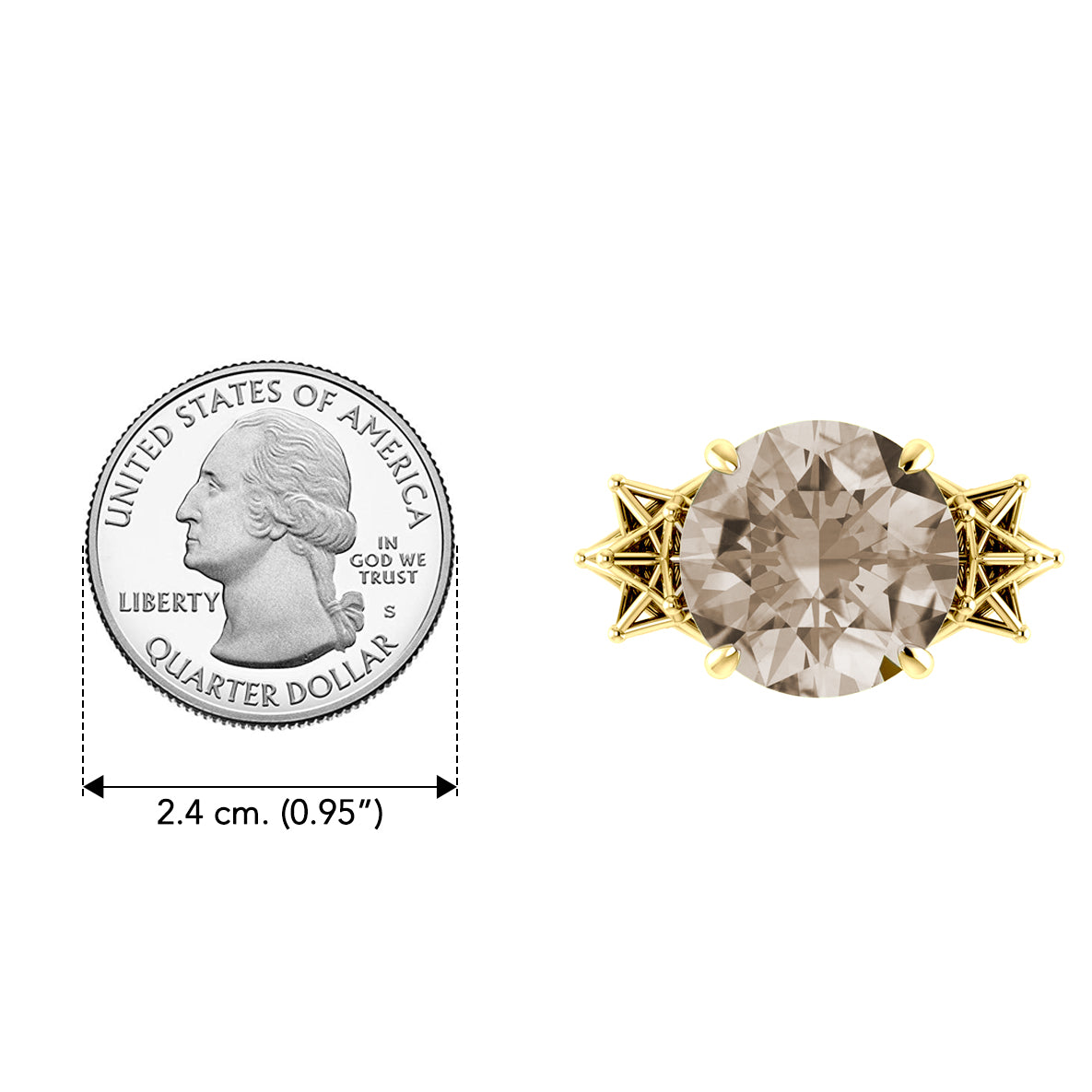 Celtic Heart with Merkaba Solid Yellow Gold Cocktail Ring with Large Gemstone GRI1698