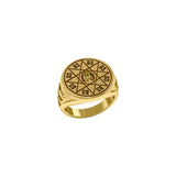 Horseshoe with Lucky Number Snake Solid Yellow Gold Ring GRI1756