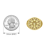 Horseshoe with Lucky Number Snake Solid Yellow Gold Ring GRI1756