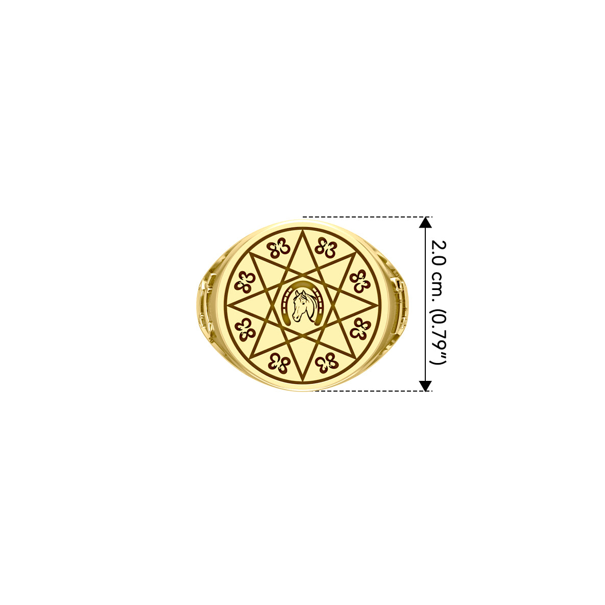 Horseshoe with Lucky Number Snake Solid Yellow Gold Ring GRI1756