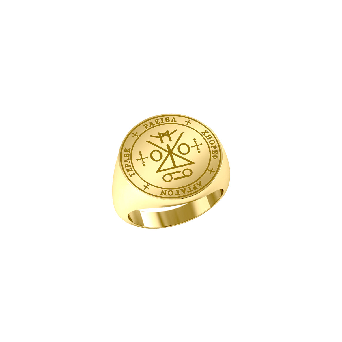 Sigil of the Archangel Raziel Solid Yellow Gold Ring GRI1762