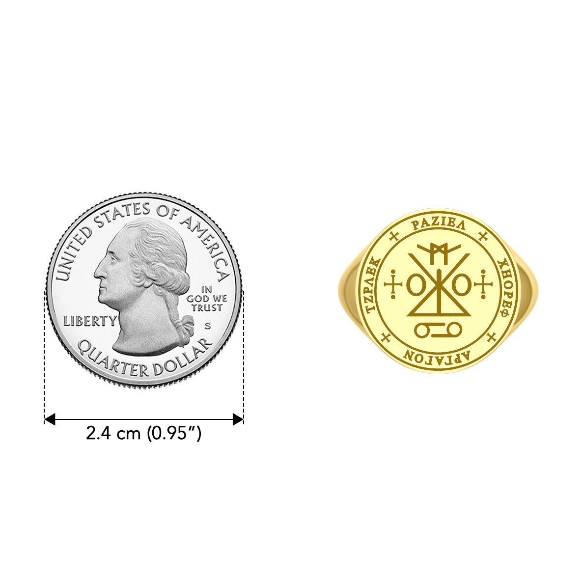 Sigil of the Archangel Raziel Solid Yellow Gold Ring GRI1762