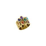 Oval Chakra Gemstone on Solid Yellow Gold Stack Ring GRI1856