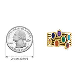 Oval Chakra Gemstone on Solid Yellow Gold Stack Ring GRI1856