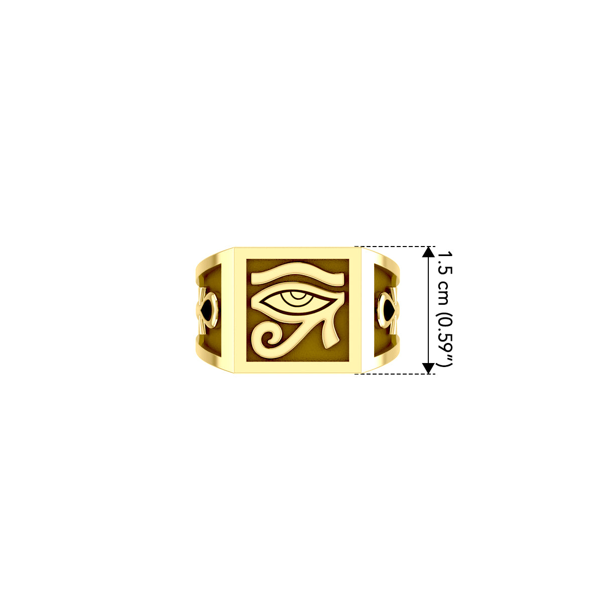 The Eye of Horus and Ankh Solid Yellow Gold Signet Men Ring GRI1980