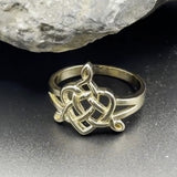 Celtic Father-Mother-Child "Family A Born For Eternity" Triquetra or Trinity Heart 14 K Solid Gold Ring GRI2261